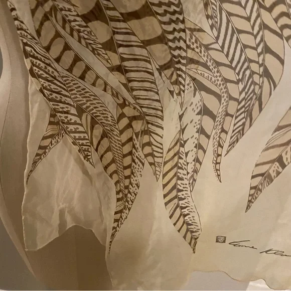 Anne Klein silk sustainable feather print sheer scarf wrap - Picture 5 of 16